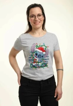 Henry Tiger Lilo Stitch Stitch Xmas Lights - T-Shirt Print - Heather Grey -Henry Tiger 0330374b7f5247bd8c8e47f19fb2287d