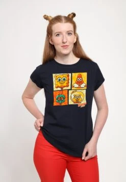 Henry Tiger Spongebob Movie Cute Character Boxups - T-Shirt Print - Navy Blue