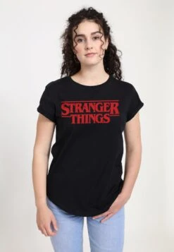 Henry Tiger Stranger Things Red Logo - T-Shirt Print - Black