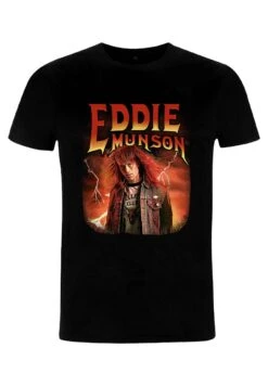 Henry Tiger Stranger Things Metal Eddie Tee - T-Shirt Print - Black
