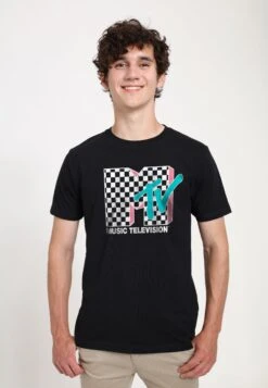 Henry Tiger Mtv Checkered Mtv Inverse - T-Shirt Print - Black