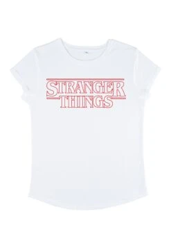 Henry Tiger Stranger Things Stranger Red Outline Logo - T-Shirt Print - White -Henry Tiger 33e12868a7f943f2bebd9af3ddeea25d