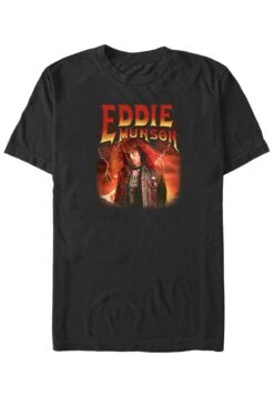 Henry Tiger Stranger Things Metal Eddie Tee - T-Shirt Print - Black