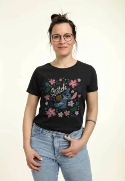 Henry Tiger Lilo & Stitch Tropical Stitch - T-Shirt Print - Black -Henry Tiger 360aaf16de7543d4864d48bf374ebbbd