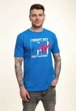 Henry Tiger Mtv Want Logo - T-Shirt Print - Bright Blue