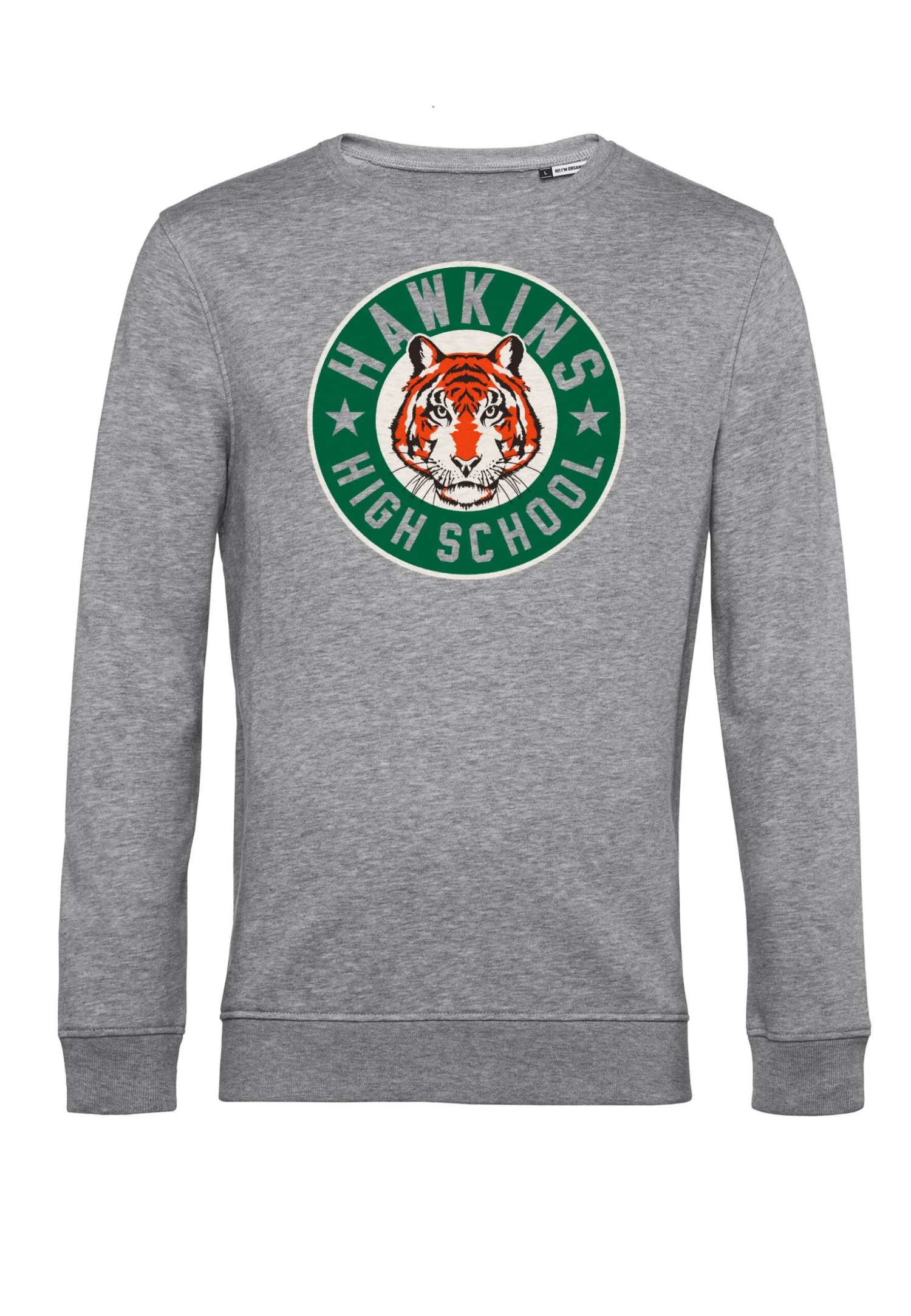 Henry Tiger Stranger Things Hawkins High Tiger Emblem - Sweater - Heather Grey 4 Henry Tiger Stranger Things Hawkins High Tiger Emblem - Sweater - Heather Grey - Image 4