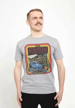 Henry Tiger Stranger Things Retro Mash Unisex - T-Shirt Print - Melange Grey