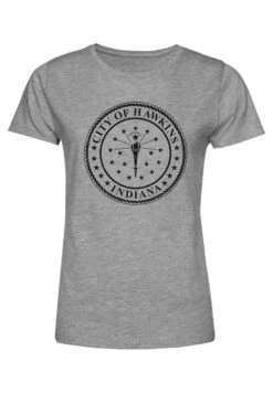 Henry Tiger Stranger Things Hawkins City Seal - T-Shirt Print - Heather Grey -Henry Tiger 4abd7815e8df48c9a5350c2e0152f8cc