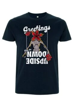 Henry Tiger Stranger Things Demogorgon Season'S Greetings - T-Shirt Print - Navy Blue