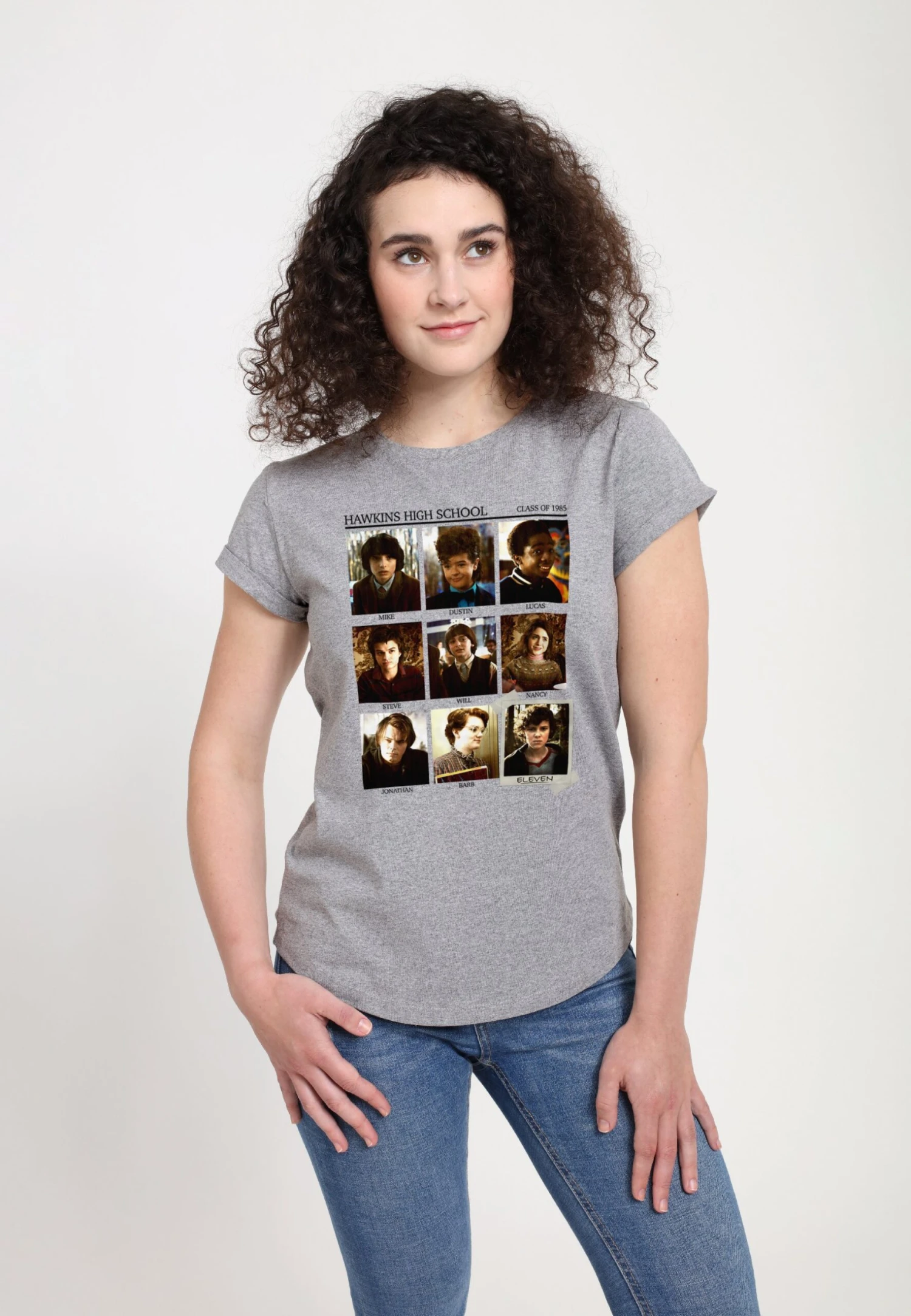 Henry Tiger Stranger Things Hawkins High - T-Shirt Print - Melange Grey 1 Henry Tiger Stranger Things Hawkins High - T-Shirt Print - Melange Grey