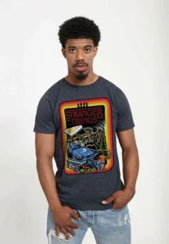 Henry Tiger Stranger Things Retro Mash Unisex - T-Shirt Print - Melange Black -Henry Tiger 52e09fb69678461ab0bd39f08ab69066