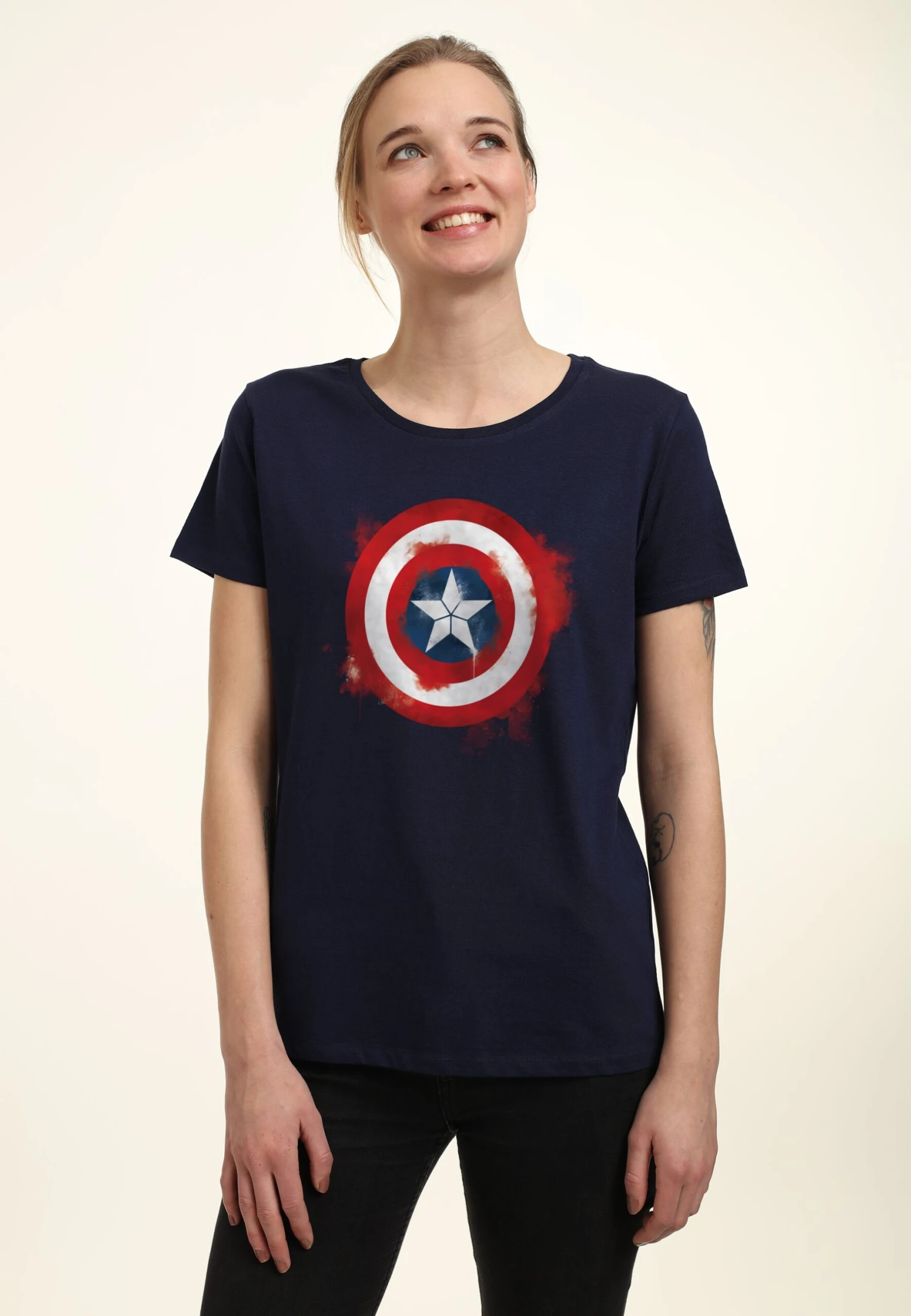 Henry Tiger Avengers: Endgame Captain America Spray Logo - T-Shirt Print - Navy Blue 1 Henry Tiger Avengers: Endgame Captain America Spray Logo - T-Shirt Print - Navy Blue