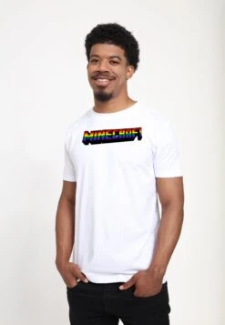 Henry Tiger Minecraft Mc Rainbow Logo - T-Shirt Print - White -Henry Tiger 707e0774c65340b4a2e63fb389c8b37a