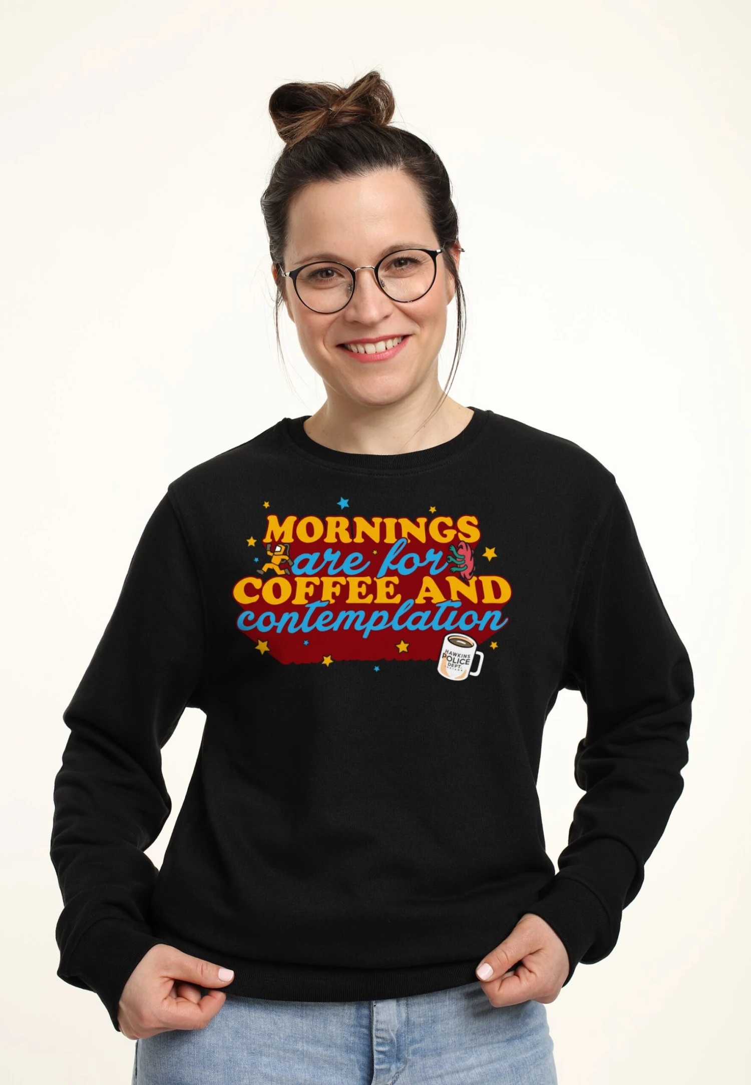 Henry Tiger Stranger Things Coffee Contemplations - Sweater - Black 1 Henry Tiger Stranger Things Coffee Contemplations - Sweater - Black