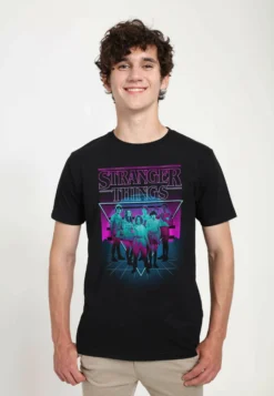 Henry Tiger Stranger Things Neonn Group Unisex - T-Shirt Print - Black