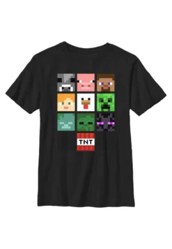 Henry Tiger Minecraft All The Big Faces - T-Shirt Print - Black
