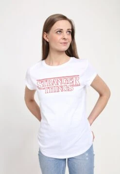 Henry Tiger Stranger Things Stranger Red Outline Logo - T-Shirt Print - White -Henry Tiger 7bdcd7e33947444cb83ba940c2ecb515