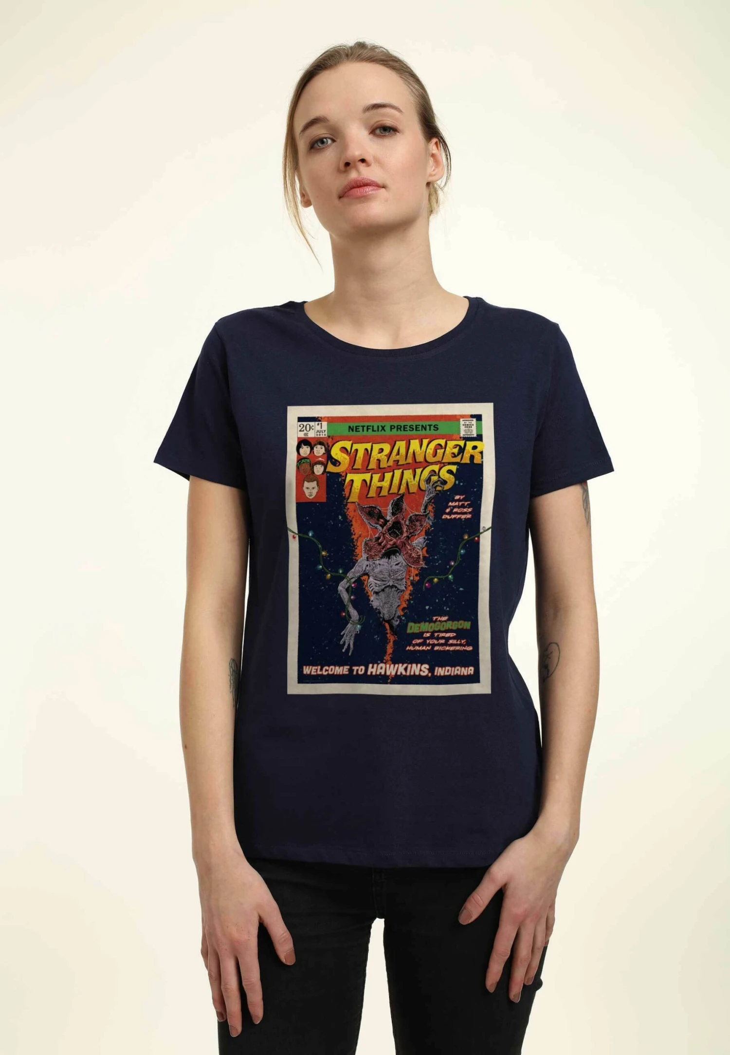Henry Tiger Stranger Things Comic Cover - T-Shirt Print - Navy Blue 1 Henry Tiger Stranger Things Comic Cover - T-Shirt Print - Navy Blue