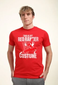 Henry Tiger Power Rangers Red Ranger Costume - T-Shirt Print - Red -Henry Tiger 96b0490e93dc47f7a9ffeb684d822069