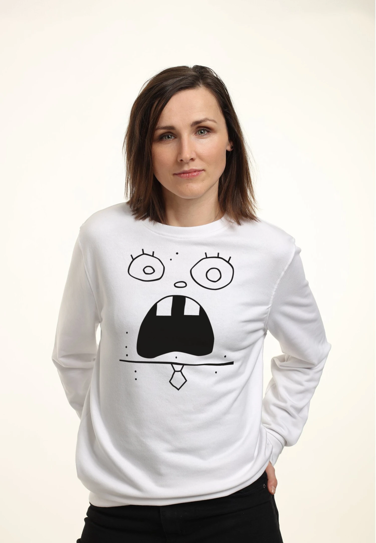 Henry Tiger Spongebob Squarepants Doodlebob Face - Sweater - White 3 Henry Tiger Spongebob Squarepants Doodlebob Face - Sweater - White - Image 3