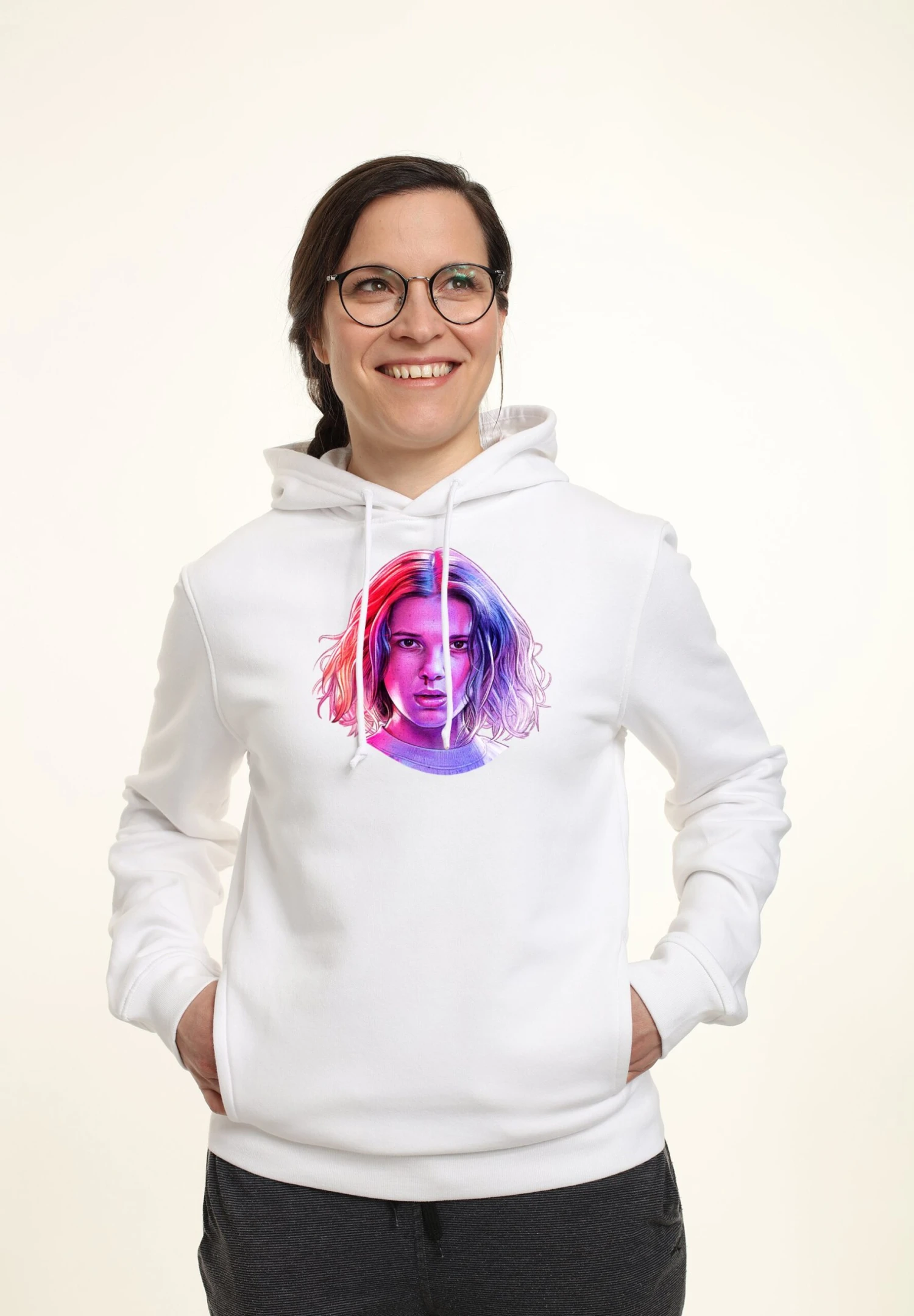 Henry Tiger Stranger Things Eleven Big Face - Hoodie - White 3 Henry Tiger Stranger Things Eleven Big Face - Hoodie - White - Image 3