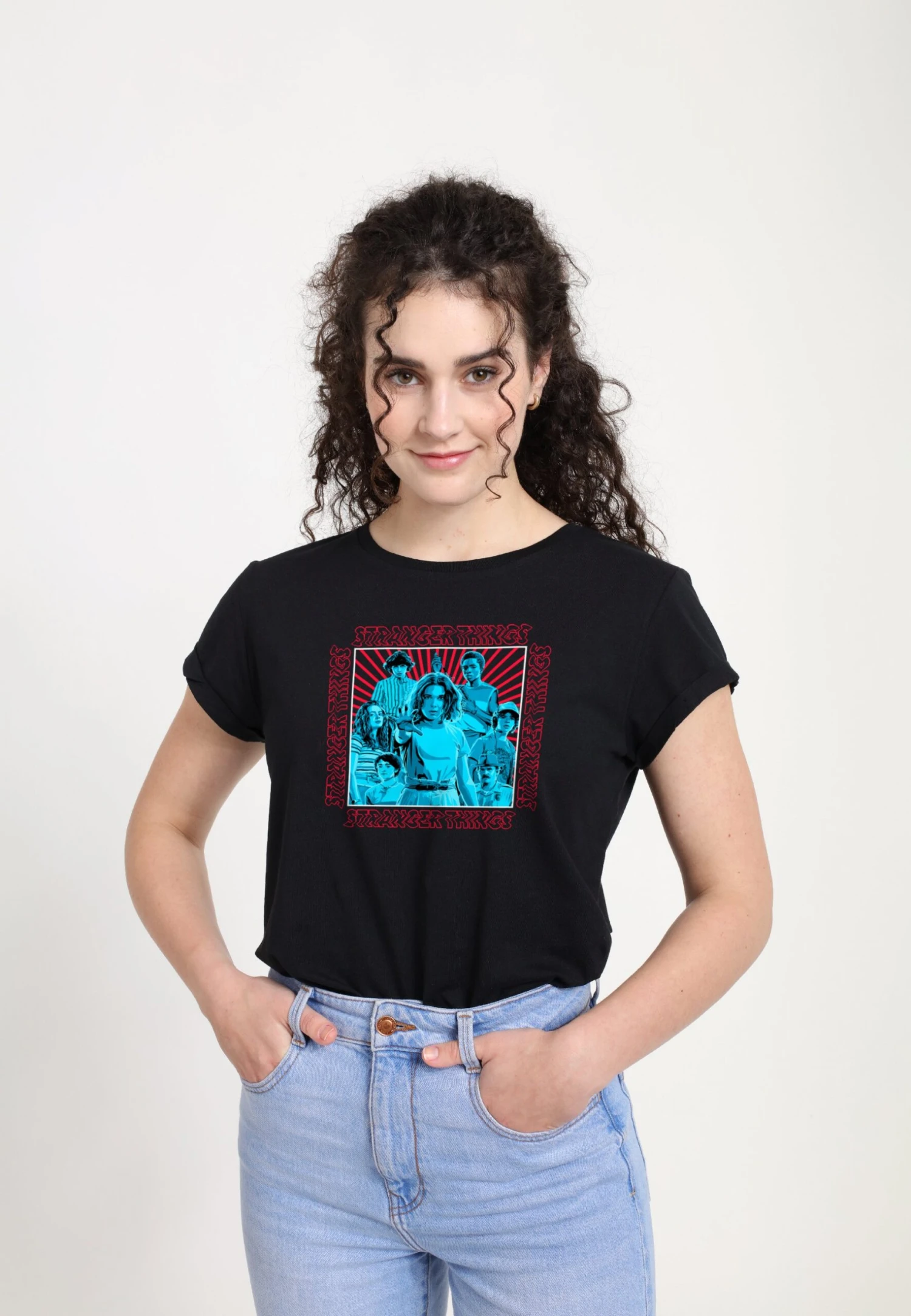 Henry Tiger Stranger Things Group Shot - T-Shirt Print - Black 3 Henry Tiger Stranger Things Group Shot - T-Shirt Print - Black - Image 3