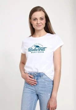 Henry Tiger Book Of Boba Fett Galatic Outlaw Boba Fett - T-Shirt Print - White -Henry Tiger afb842d0253f4f4f9028ea0cb283e7bc