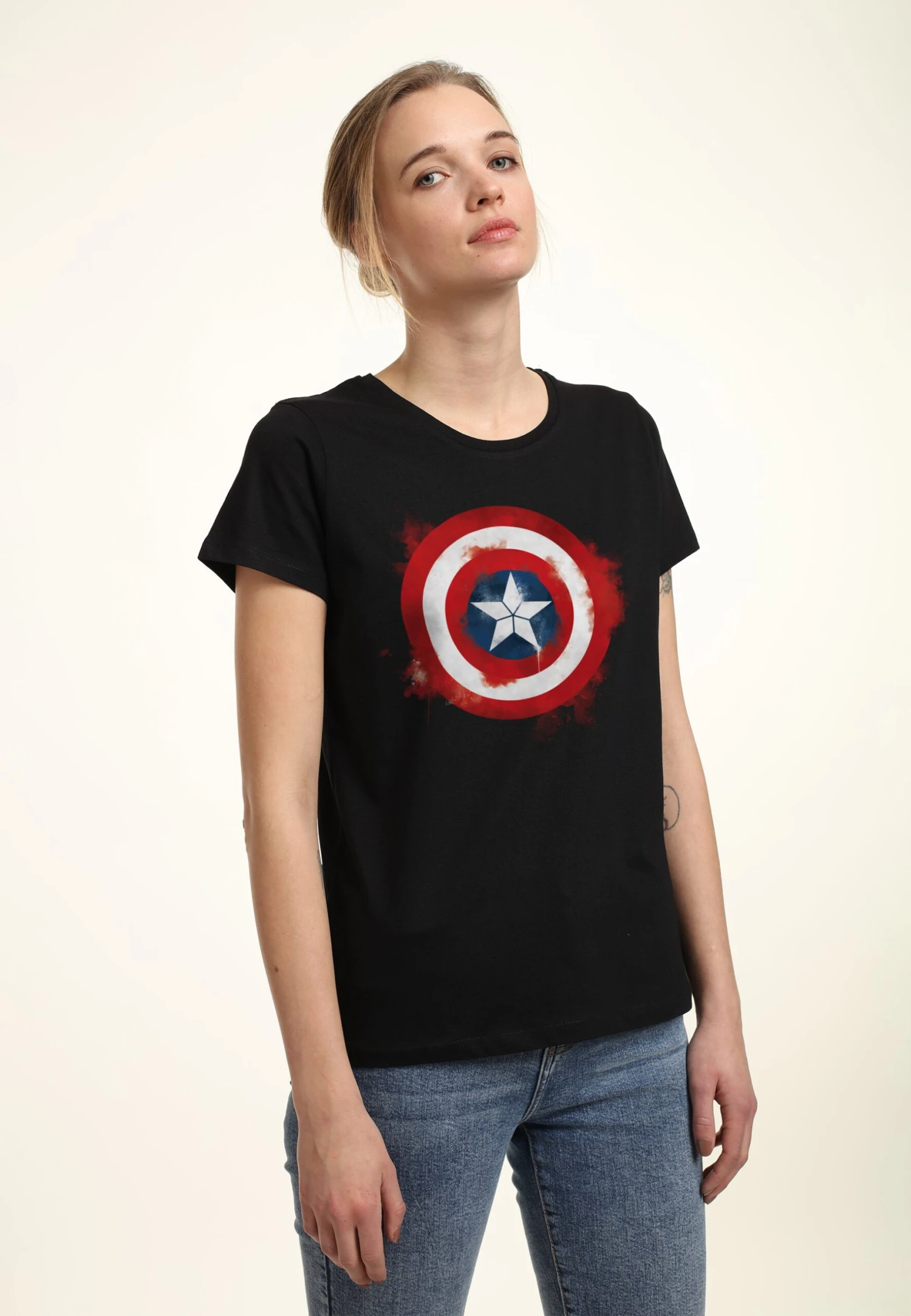 Henry Tiger Avengers: Endgame Captain America Spray Logo - T-Shirt Print - Black 3 Henry Tiger Avengers: Endgame Captain America Spray Logo - T-Shirt Print - Black - Image 3