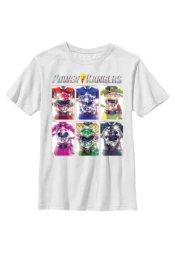Henry Tiger Power Rangers Holding Helmets- T-Shirt Print - White