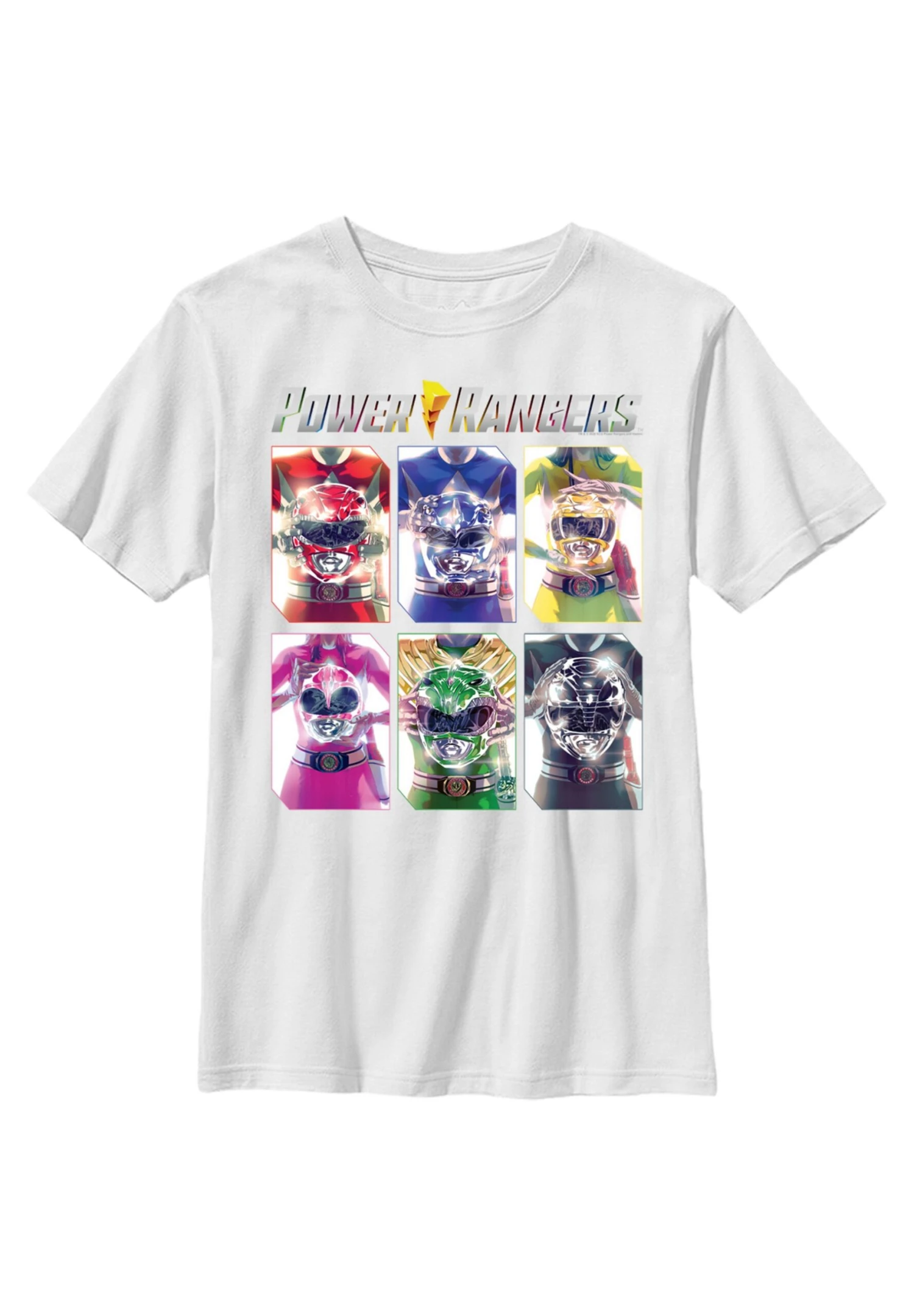 Henry Tiger Power Rangers Holding Helmets- T-Shirt Print - White 1 Henry Tiger Power Rangers Holding Helmets- T-Shirt Print - White