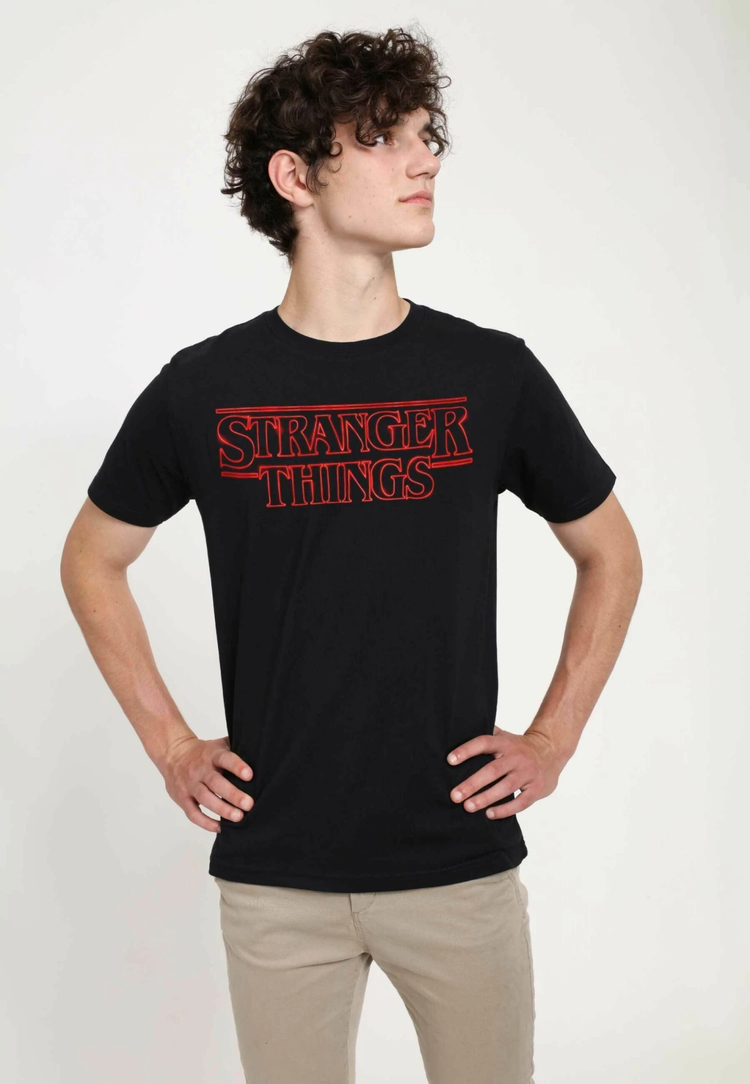 Henry Tiger Stranger Things Stranger Neon Logo Unisex - T-Shirt Print - Black 3 Henry Tiger Stranger Things Stranger Neon Logo Unisex - T-Shirt Print - Black - Image 3