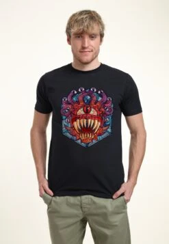 Henry Tiger Dragons Eye Of The Beholder Glass - T-Shirt Print - Navy Blue