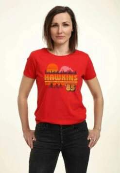 Henry Tiger Stranger Things Hawkins Vintage Sunsnet - T-Shirt Print - Red