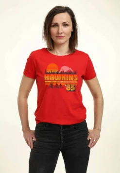 Henry Tiger Stranger Things Hawkins Vintage Sunsnet - T-Shirt Print - Red