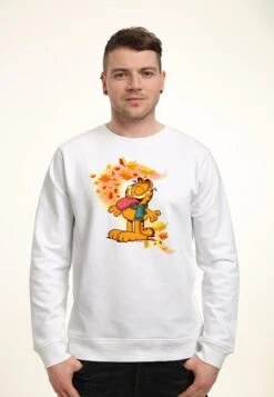 Henry Tiger Garfield Autum Leaves - Sweater - White