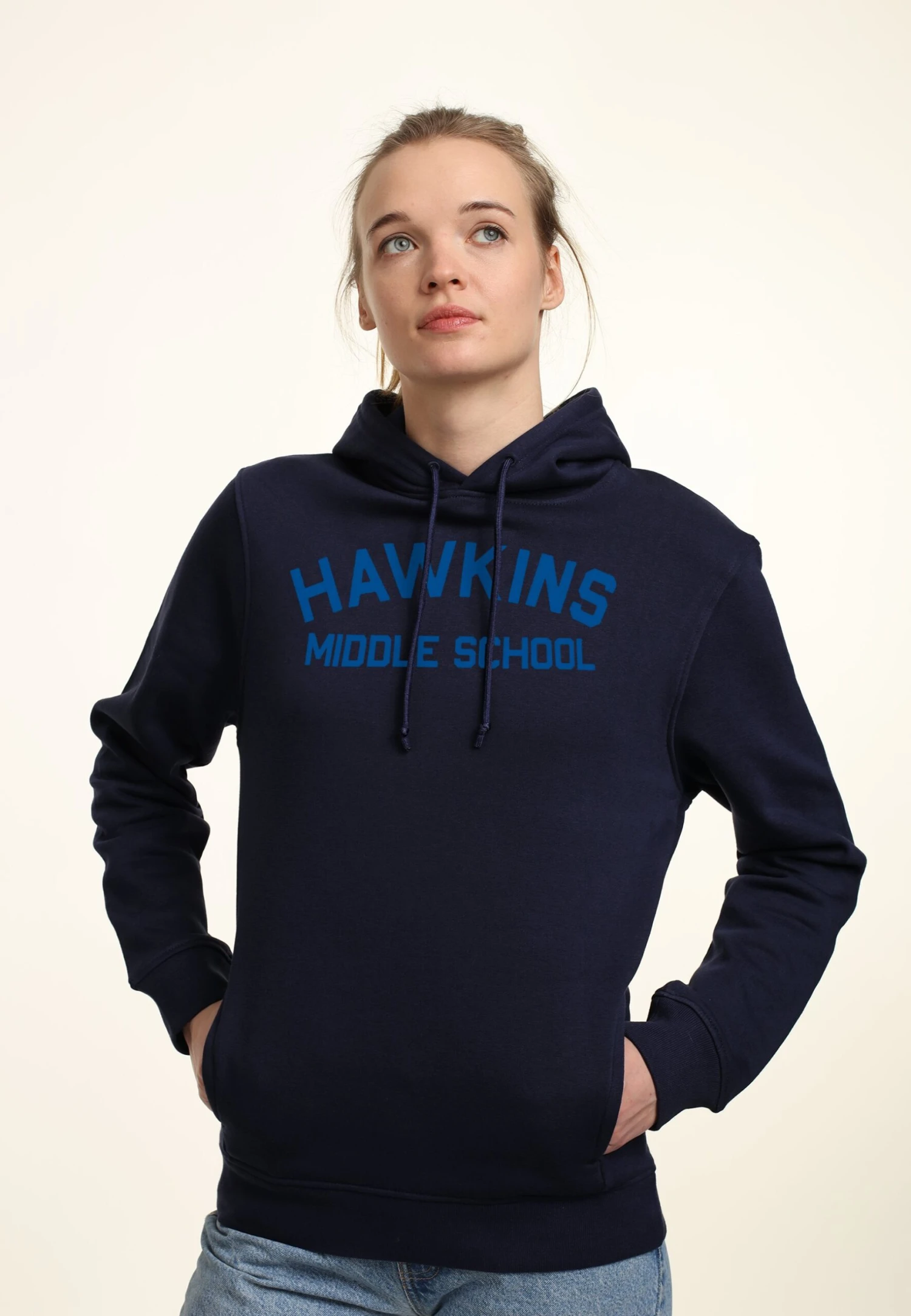 Henry Tiger Stranger Things Hawkins Mid School - Hoodie - Navy Blue 1 Henry Tiger Stranger Things Hawkins Mid School - Hoodie - Navy Blue