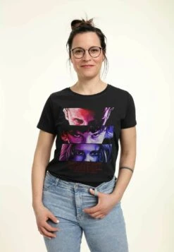 Henry Tiger Stranger Things Eleven Eyes - T-Shirt Print - Black -Henry Tiger e65b94dd7f244bedafe03a3f3b54a9d9