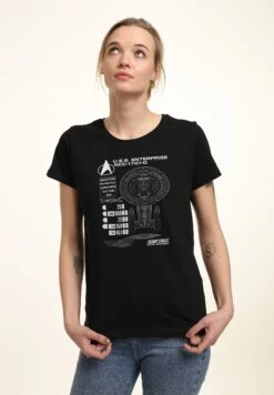 Henry Tiger Star Trek Ship Schematics - T-Shirt Print - Black
