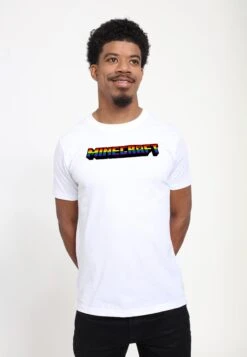 Henry Tiger Minecraft Mc Rainbow Logo - T-Shirt Print - White -Henry Tiger fd01e6a73a3e49368a21c776077721db