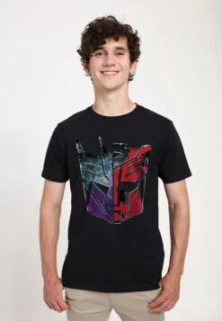 Henry Tiger Transformers Autobot Decepticon Split Logo - T-Shirt Print - Black