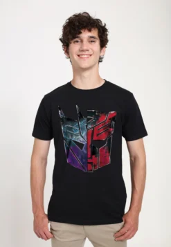 Henry Tiger Transformers Autobot Decepticon Split Logo - T-Shirt Print - Black